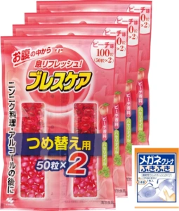 Kobayashi Breath Care Water-Drink Breath Capsules Peach Refill 100 capsules x 4